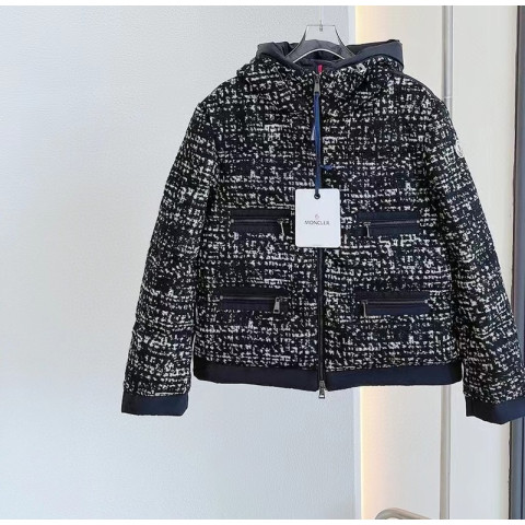 몽클레어 여성 패널 트위드 재킷 패딩