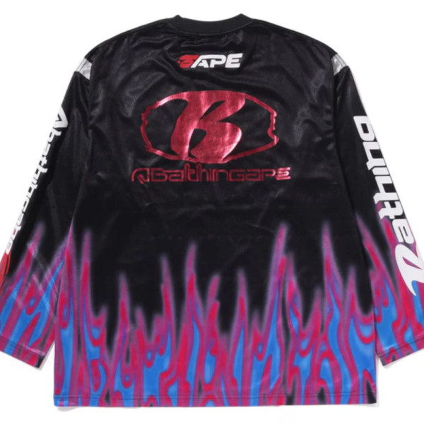 베이프 프레임 패턴 멀티로고 릴렉스핏 풋볼 저지 2컬러 1L30111310