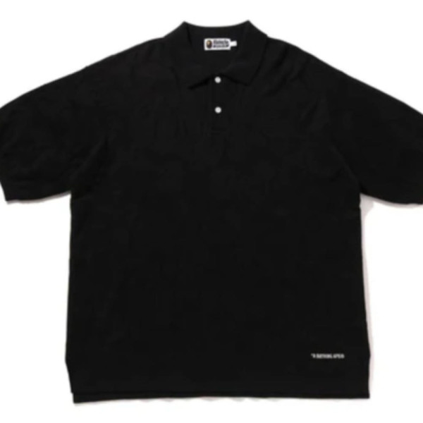 베이프 솔리드 카모 자카드 릴렉스핏 폴로 셔츠 블랙 1L30112302