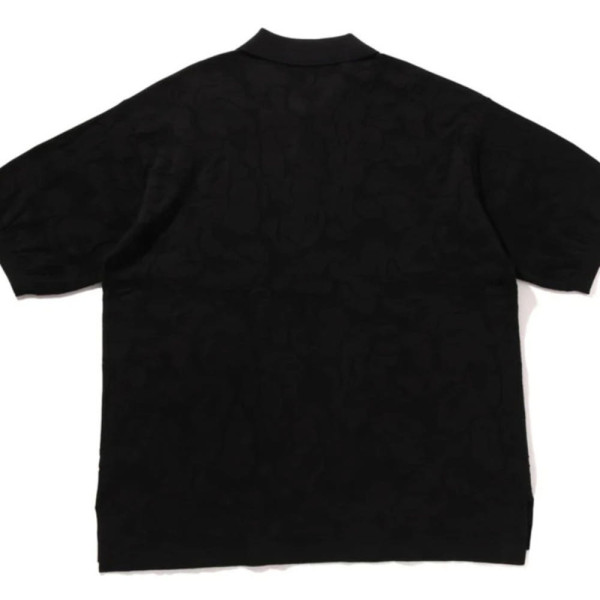 베이프 솔리드 카모 자카드 릴렉스핏 폴로 셔츠 블랙 1L30112302