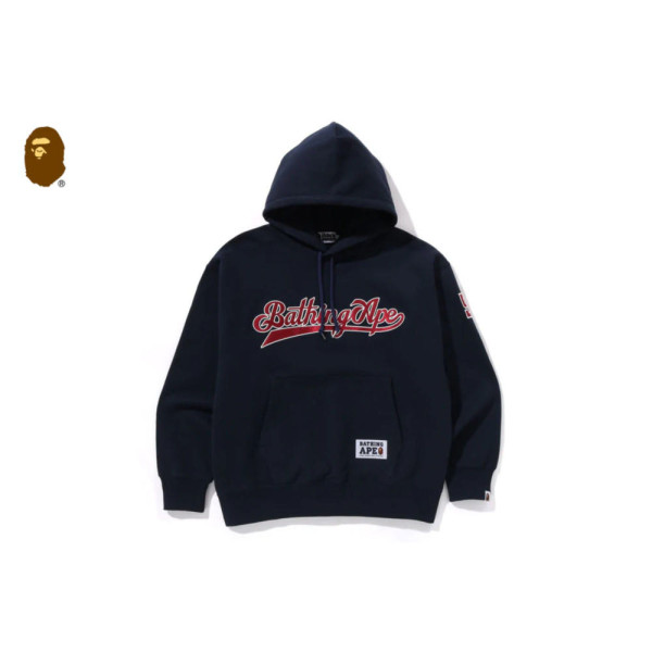 베이프 베이스볼 로고 릴렉스핏 풀오버 후디 2컬러 1L30114004
