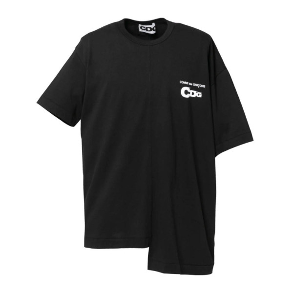 CDG 꼼데가르송 ASYMMETRIC 비대칭 스프릿 티셔츠 블랙 화이트 SZ-T076