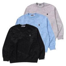 베이프 솔리드 카모 자카드 원 포인트 릴렉스핏 크루넥 스웻셔츠 3컬러 1L30113305