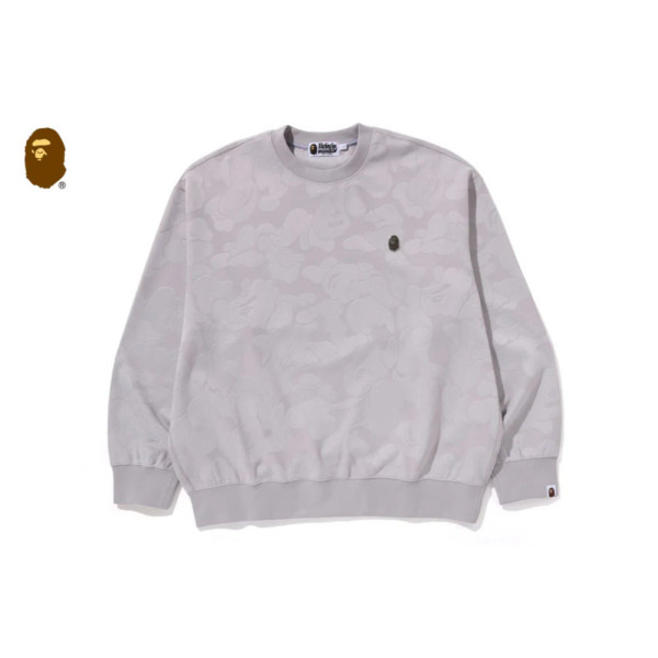 베이프 솔리드 카모 자카드 원 포인트 릴렉스핏 크루넥 스웻셔츠 3컬러 1L30113305