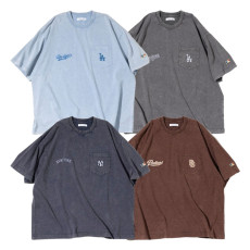 프릭스스토어 MLB 메이저리그 야구 페이드가공 더블로고 크루넥 포켓 반팔티 4컬러 1026248902548