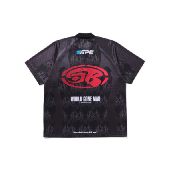 베이프 플레임 패턴 오버롤 프린트 하프집 릴렉스핏 폴로 셔츠 2컬러 1L30112304