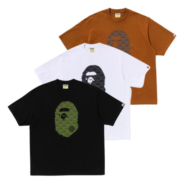 베이프 컬리지 모노그램 에이프 헤드 릴렉스핏 반팔티 3컬러 1L30110334