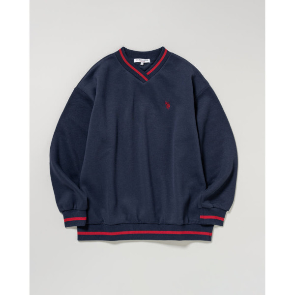 U.S. POLO ASSN. 유에스폴로에센 라인 리브 브이넥 스웨트셔츠 더블 호스맨 자수 3컬러 PLL53303