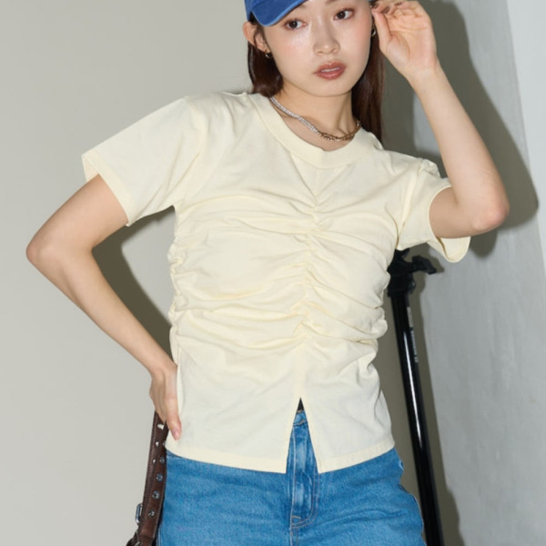 퍼블럭스 허리 셔링 티셔츠 4컬러 3223220800578