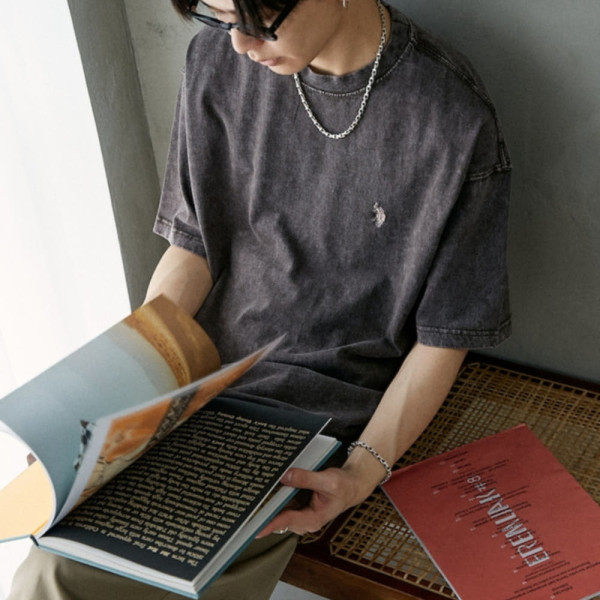 퍼블럭스 U.S. POLO ASSN. 유에스폴로에센 별주 원포인트 자수 로고 피그먼트 티셔츠 4컬러 3127291600008