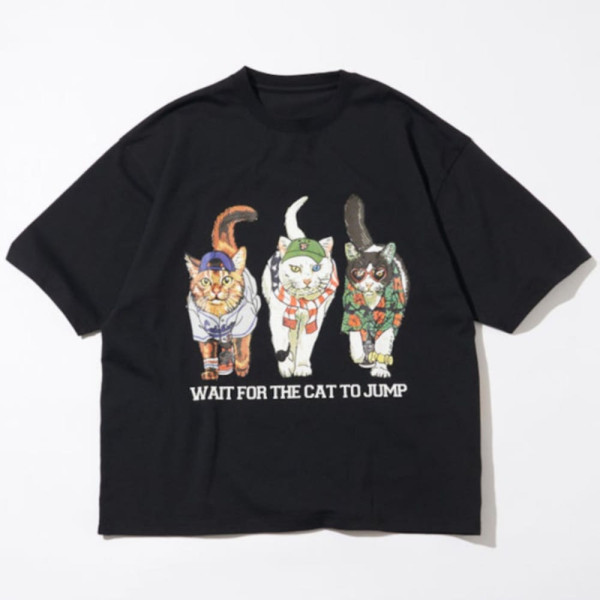 프릭스스토어 릴렉스핏 Three Cats 양면 프린트 크루넥 티셔츠 3컬러 1226248902901