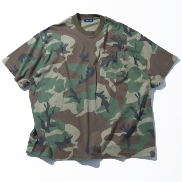 프릭스스토어 노티카 빅 실루엣 히든 로고 카모플라 무늬 크루넥 포켓 티셔츠 2컬러 1026207500200