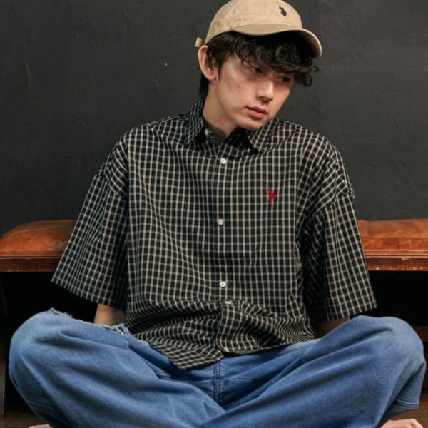 퍼블럭스 U.S. POLO ASSN. 유에스폴로에센 별주 원포인트 자수 체크 반소매 셔츠 5컬러 3105291600006