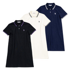 U.S. POLO ASSN. 유에스폴로에센 배색 폴로 원피스 더블홀스맨 자수 3컬러 PLL51101
