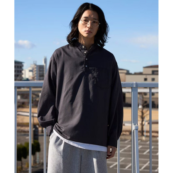 프릭스스토어 릴랙스핏 린넨 믹스 밴드 칼라 풀오버 셔츠 3컬러 1203248900022