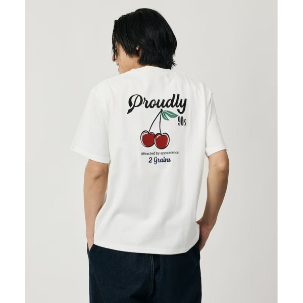 프릭스스토어 릴랙스핏 디자인 백 자수 크루넥 반팔 티셔츠 Cherry 3컬러 1226248903005