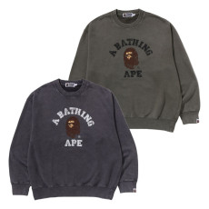 베이프 가먼트 다이 컬리지 릴렉스핏 크루넥 스웨트 셔츠 2컬러 1L80113308