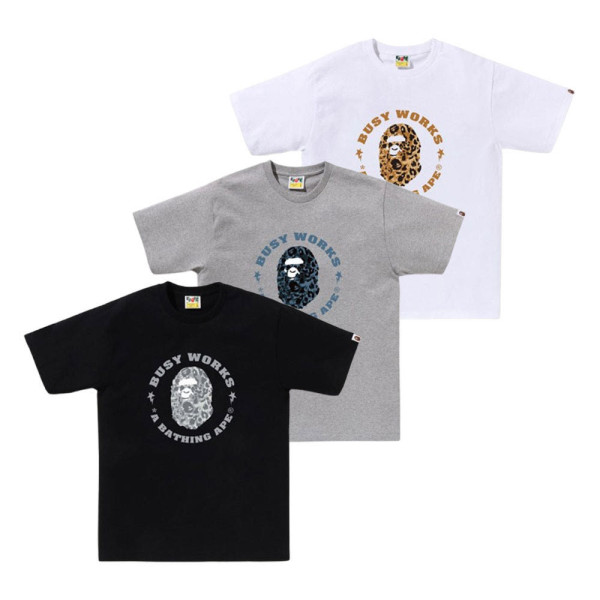 베이프 와일드 레오파드 패턴 비지 워크 스타 티셔츠 3컬러 1L80110041