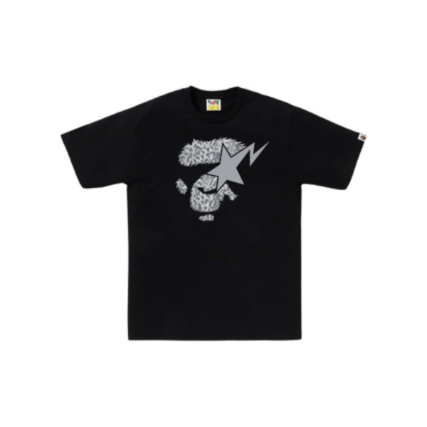 베이프 와일드 레오파드 패턴 에이프 페이스 스타 티셔츠 3컬러 1L80110042