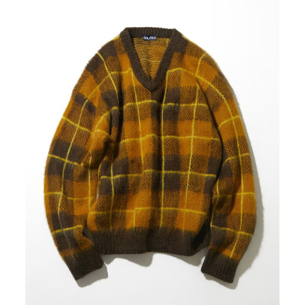 프릭스스토어 노티카 모헤어 혼합 체크무늬 브이넥니트 풀오버 2컬러 1031207500013