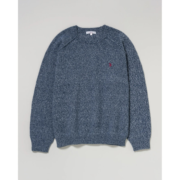 U.S. POLO ASSN. 유에스폴로에센 크루 라글란 니트 더블 호스맨 자수 6컬러 PLM53404