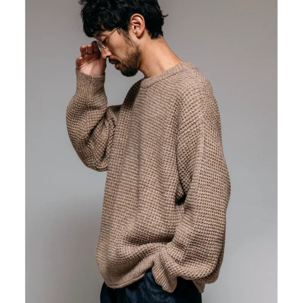 프릭스스토어 퍼스트핸드 오버핏 울 혼합 와플편 크루넥 니트 4컬러 3330234400006