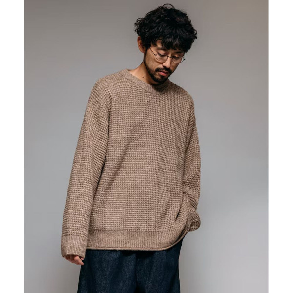 프릭스스토어 퍼스트핸드 오버핏 울 혼합 와플편 크루넥 니트 4컬러 3330234400006