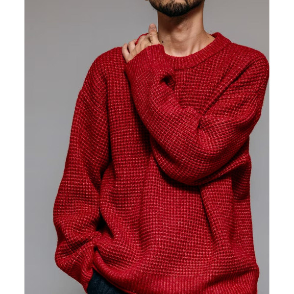 프릭스스토어 퍼스트핸드 오버핏 울 혼합 와플편 크루넥 니트 4컬러 3330234400006