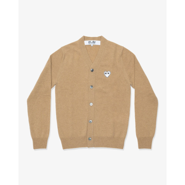 꼼데가르송 PLAY CDG 가디건 브이넥 화이트와펜 남녀공용 3컬러 AX-N066-051