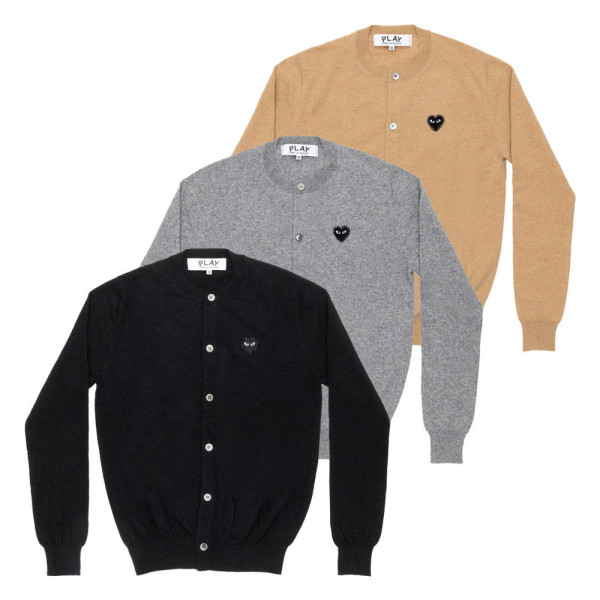 꼼데가르송 PLAY CDG 가디건 라운드넥 라인스톤 블랙와펜 남녀공용 3컬러 AX-N805-051