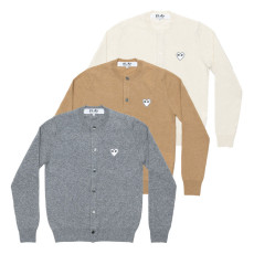 꼼데가르송 PLAY CDG 가디건 화이트와펜 라운드넥 남녀공용 3컬러 AX-N065-051