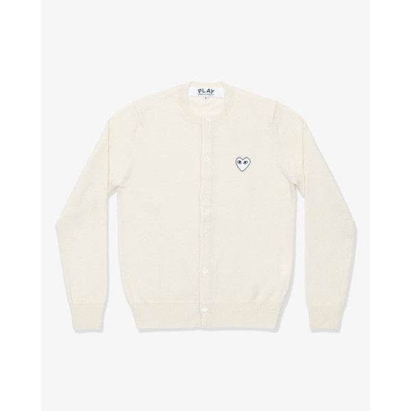 꼼데가르송 PLAY CDG 가디건 화이트와펜 라운드넥 남녀공용 3컬러 AX-N065-051