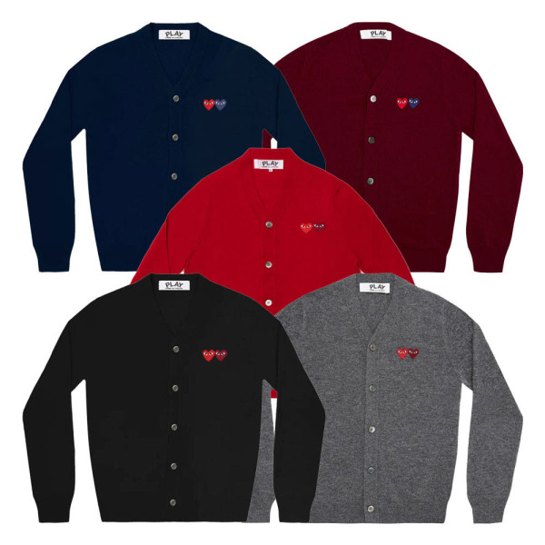 꼼데가르송 PLAY CDG 가디건 더블와펜 브이넥 5컬러 남녀공용 AX-N058-051