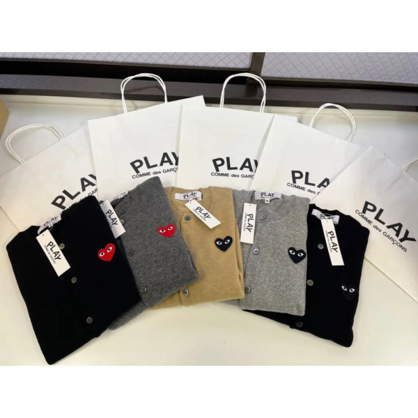 꼼데가르송 브이넥 라운드넥 가디건 레드와펜 블랙와펜 남녀공용 7컬러