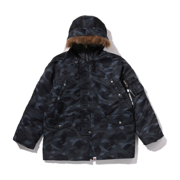 베이프 컬러 카모 N-3B 패딩 자켓 블랙 1L80141311