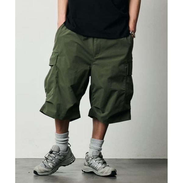 프릭스스토어 퀵 드라이 패브릭 와이드 실루엣 폴리립크로스 숏 카고 팬츠 4컬러 1244248900264
