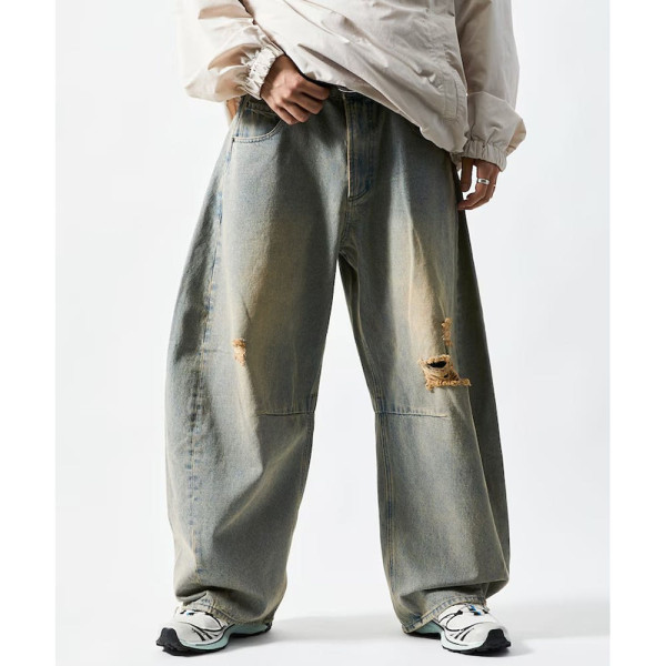 프릭스스토어 와이드 실루엣 커브 데미지 가공 데님 팬츠 4컬러 1043248901194