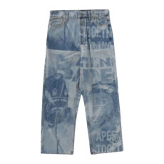 베이프 오버롤 레이저 데님 릴렉스핏 13OZ 데님 팬츠 라이트인디고 1L80150303