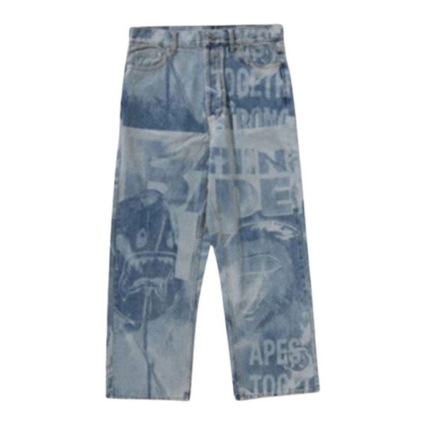 베이프 오버롤 레이저 데님 릴렉스핏 13OZ 데님 팬츠 라이트인디고 1L80150303