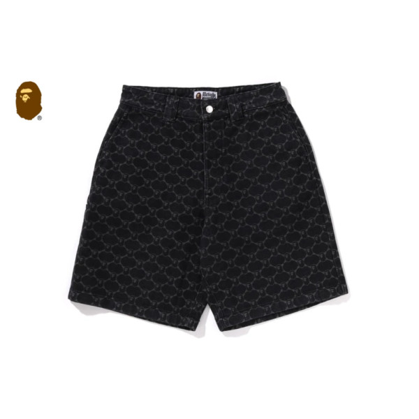 베이프 컬리지 모노그램 릴렉스핏 13OZ 데님 쇼츠 2컬러 1L30151302
