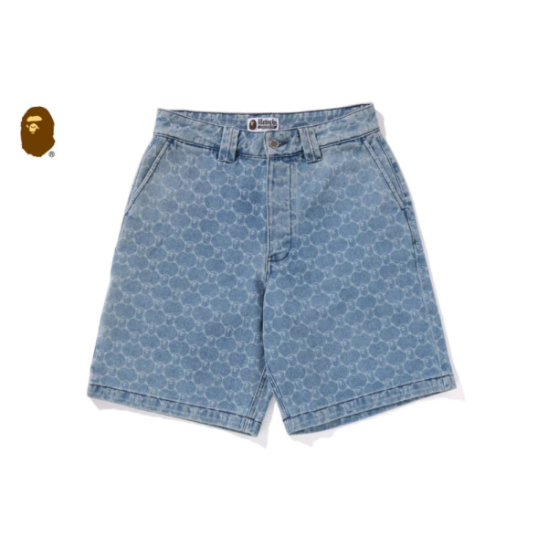 베이프 컬리지 모노그램 릴렉스핏 13OZ 데님 쇼츠 2컬러 1L30151302
