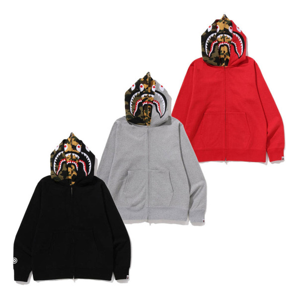 베이프 샤크 풀 집 더블 후드 집업 3컬러 1L70115007