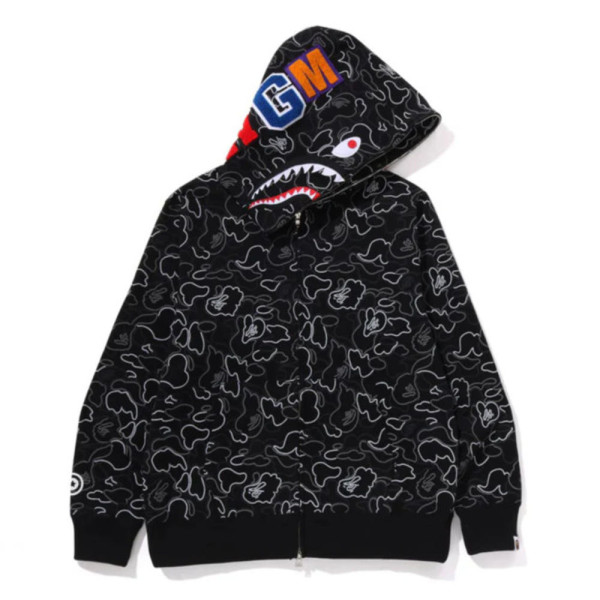 베이프 네온 카모 샤크 풀 집 후디 2컬러 1L30115009