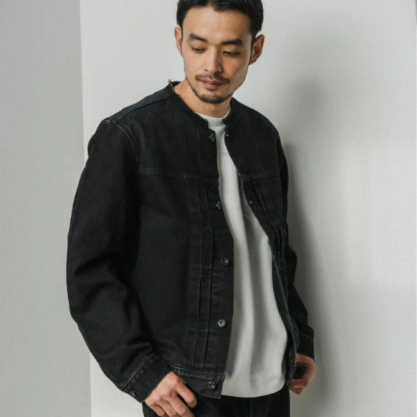 리바이스 EDIFICE 타입 1 별주 트러커 카라레스 데님 재킷 블랙 25011310014510