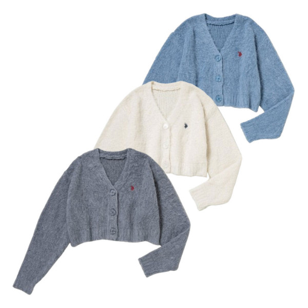 U.S. POLO ASSN. 유에스폴로에센 더블 호스맨 자수 샤기 가디건 3컬러 PLL53471