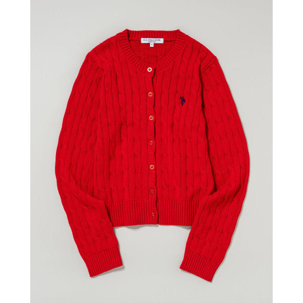 U.S. POLO ASSN. 유에스폴로에센 더블 호스맨 자수 케이블 니트 가디건 3컬러 PLL53468
