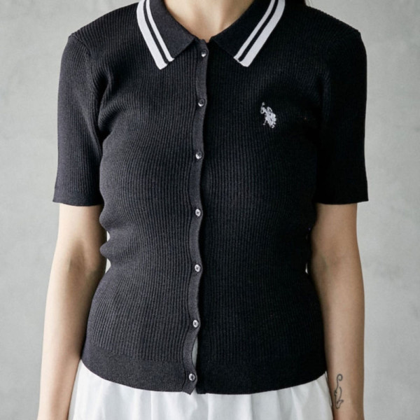 퍼블럭스 U.S. POLO ASSN. 유에스폴로에센 별주 칼라 배색 서머 니트 폴로 가디건 4컬러 3234291600002