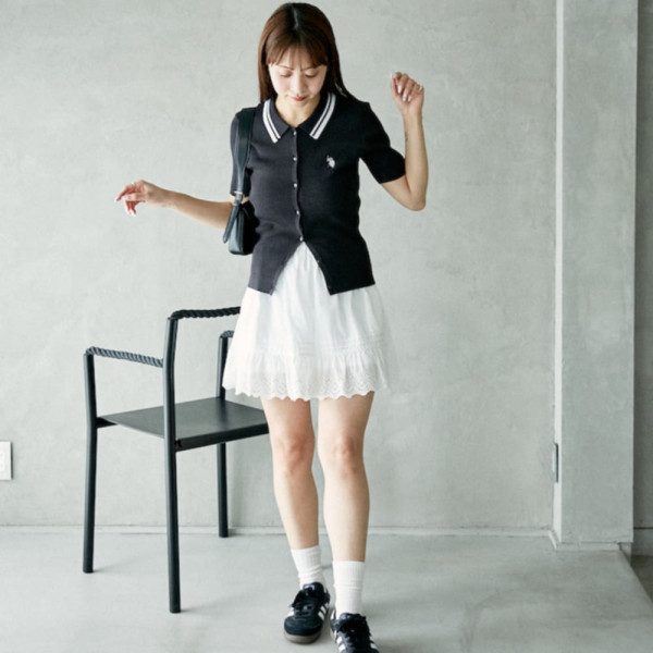 퍼블럭스 U.S. POLO ASSN. 유에스폴로에센 별주 칼라 배색 서머 니트 폴로 가디건 4컬러 3234291600002