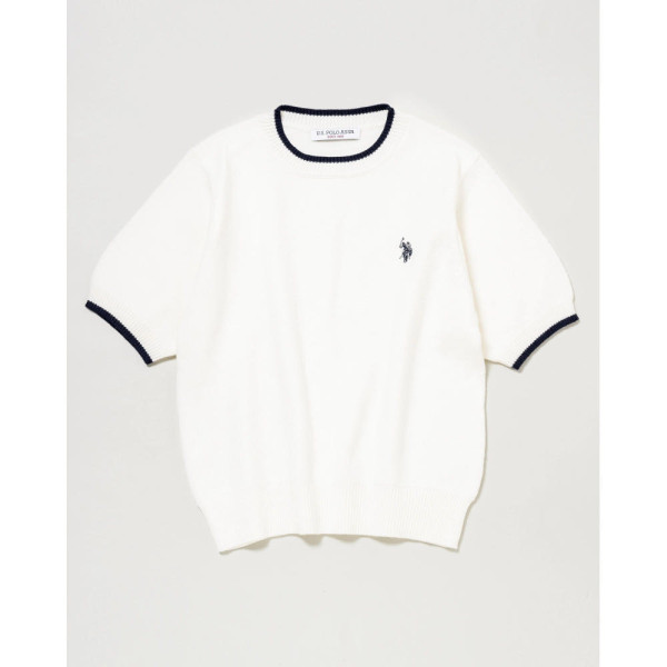 U.S. POLO ASSN. 유에스폴로에센 반팔 니트 풀오버 더블 홀스맨 자수 4컬러 PLL51405