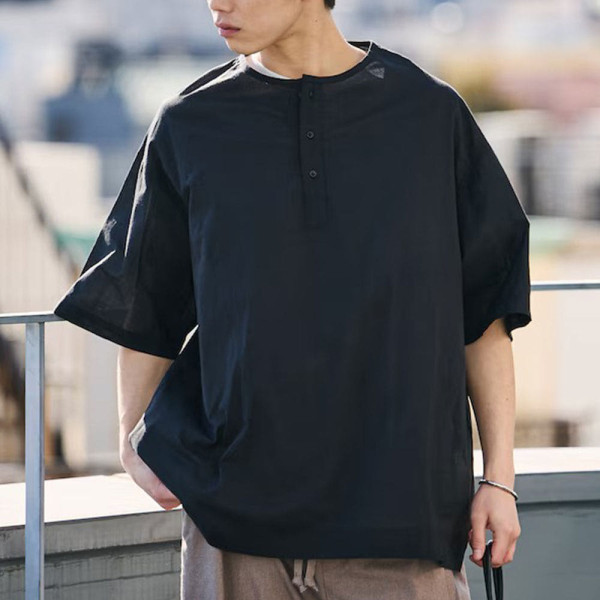 프릭스스토어 릴랙스핏 헨리넥 풀오버 반팔 셔츠 5컬러 1207248900045